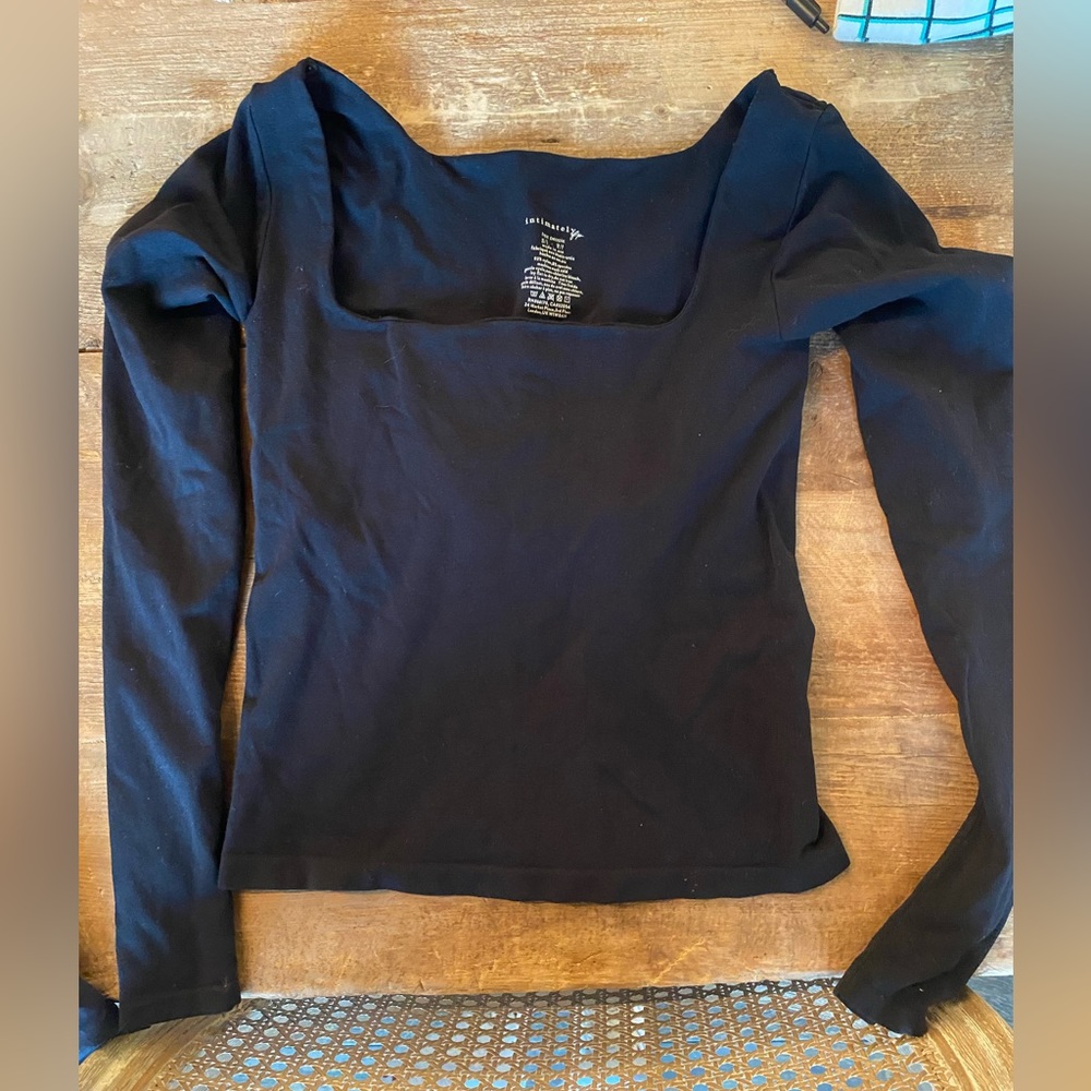 Gently used free people clean lines black long sleeve square neck